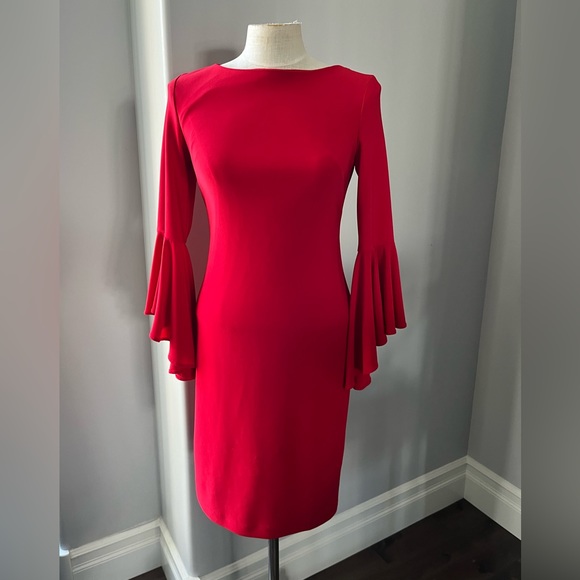 FRANK LYMAN DESiGNS red bell sleeve dress Size 2 - Picture 1 of 7